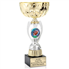 Gold Football<BR> Or Custom Logo<BR> Metal Trophy Cup<BR> 11.75 to 13 Inches