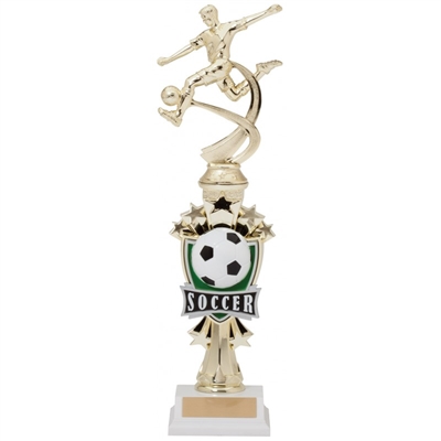 Male Motion Soccer Trophy<BR> 14 Inches