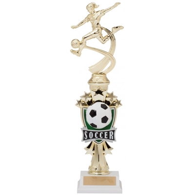 Female Motion Soccer Trophy<BR> 14 Inches