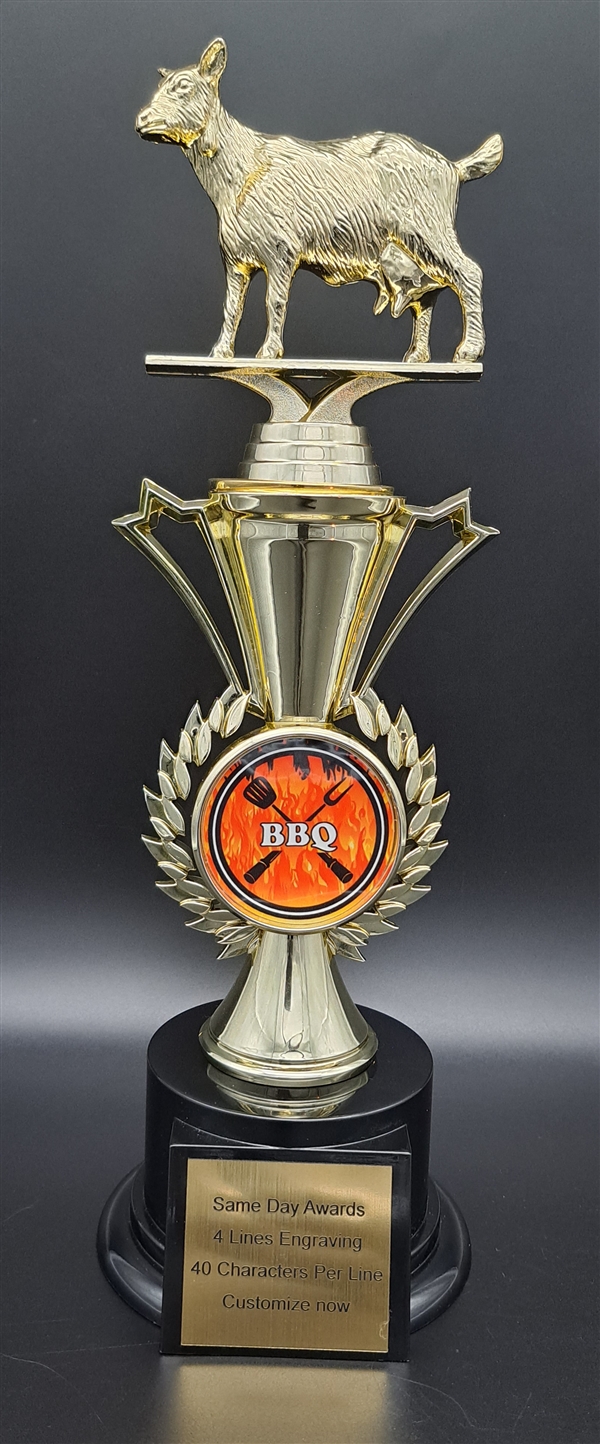 BBQ/Grill Master (Flame Logo)<BR> GOAT Trophy<BR> 12.5 Inches