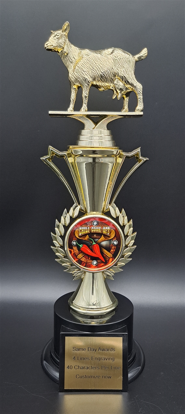 Chili Cook Off Logo #1 <BR> GOAT Trophy<BR> 12.5 Inches
