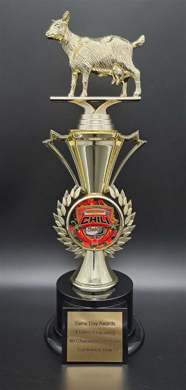 Chili Cook Off Logo #2 <BR> GOAT Trophy<BR> 12.5 Inches