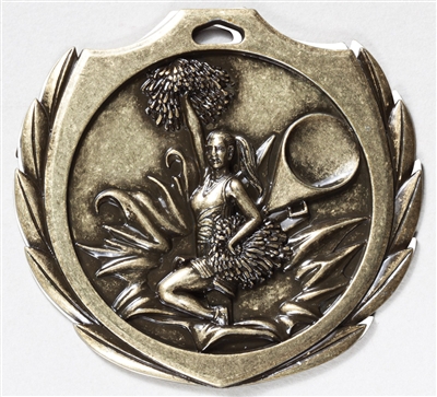 Burst Cheerleading Medal<BR> Gold/Silver/Bronze<BR> 2.25 Inches