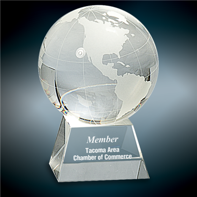 United Globe<BR> Crystal Trophy<BR> 3 or 4 Inches