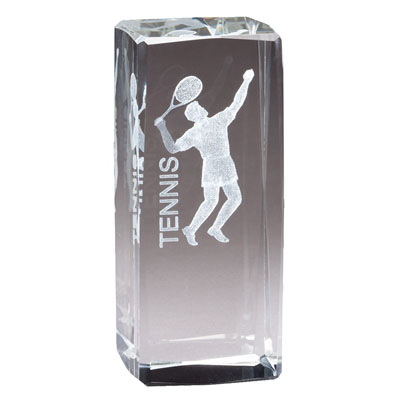 Jr. Collegiate<BR> Male Tennis<BR> Crystal Trophy<BR> 4.5 Inches