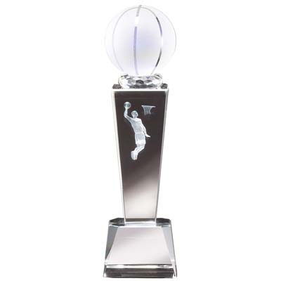 Collegiate Male Basketball<BR> Crystal Trophy<BR> 8.75 Inches