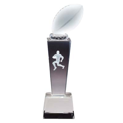 Collegiate Football<BR> Crystal Trophy<BR> 8.75 Inches
