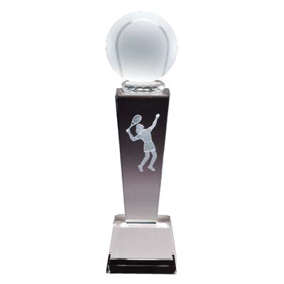 Collegiate Female Tennis<BR> Crystal Trophy<BR> 8.75 Inches