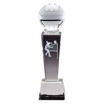 Collegiate Female Volleyball<BR> Crystal Trophy<BR> 8.75 Inches