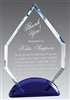 Blue Base Diamond<BR> Crystal Trophy<BR> 6  Inches