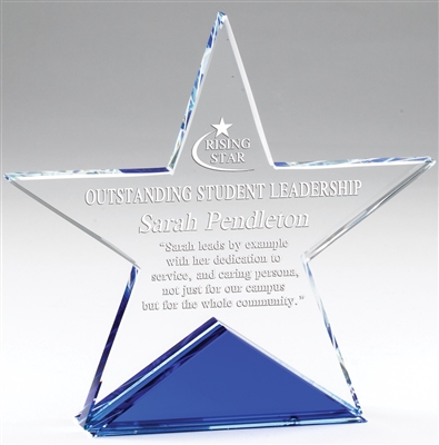 Blue Star<BR> Crystal Trophy<BR> 5 or 5.75 Inches