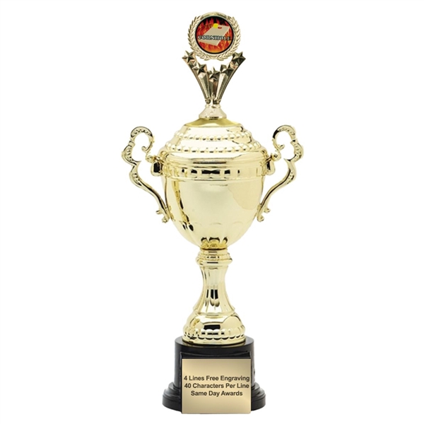 Monaco XL Gold Cup <BR>Flame Cornhole Trophy<BR> 18.5 Inches