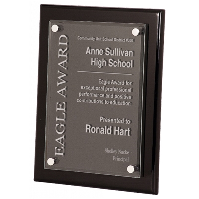 Ebony Piano Plaque<BR> Premier Corporate<BR> Floating Acrylic<BR> 8x10 & 9x12 Inches
