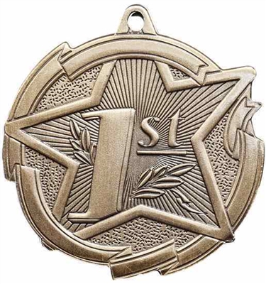 Star 1st Place Medal<BR> Gold<BR> 2.5 Inches