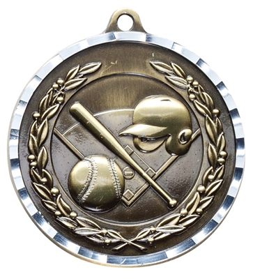 Diamond Cut<BR> Baseball Medal<BR> Gold/Silver/Bronze<BR> 2 Inches