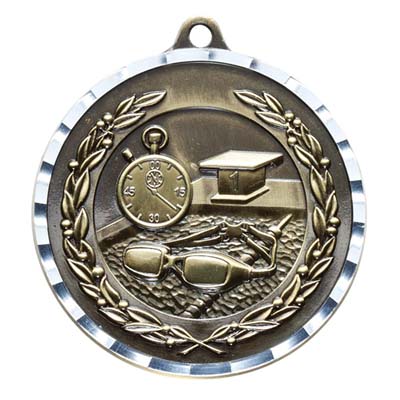 Diamond Cut<BR> Swimming Medal<BR> Gold/Silver/Bronze<BR> 2 Inches
