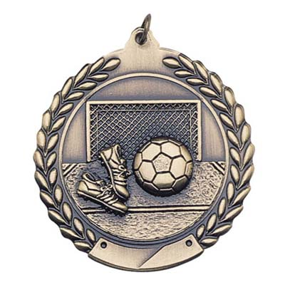 Die Cast XXL<BR> Soccer Medal<BR> Gold/Silver/Bronze<BR> 2.75 Inches
