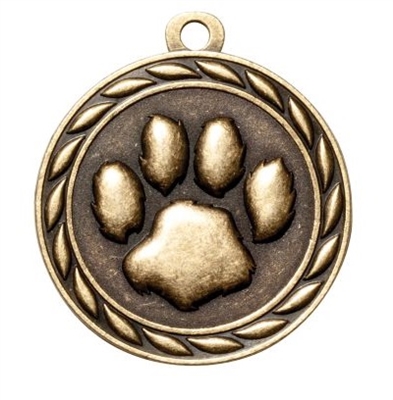 Paw Print Medal<BR> Gold<BR> 2 Inches