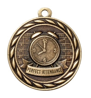 Perfect Attendance Medal<BR> Gold<BR> 2 Inches