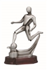 Silver/Rosewood<BR> Modern Soccer Trophy<BR> 8.25 to 15.5 Inches