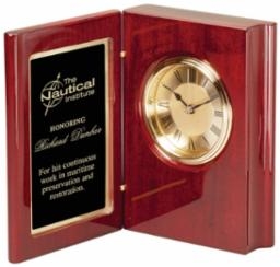 Rosewood Premier<BR> Book Clock<BR> 7.5 Inches