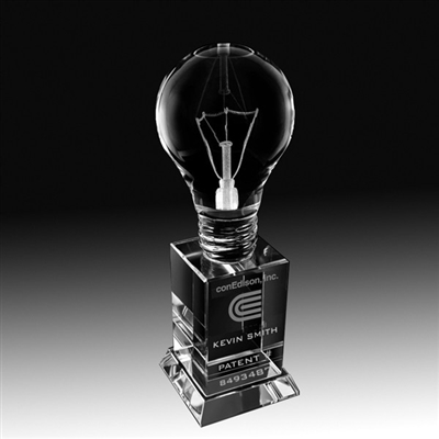 Premium Crystal<BR> 8 Inch Lightbulb Trophy