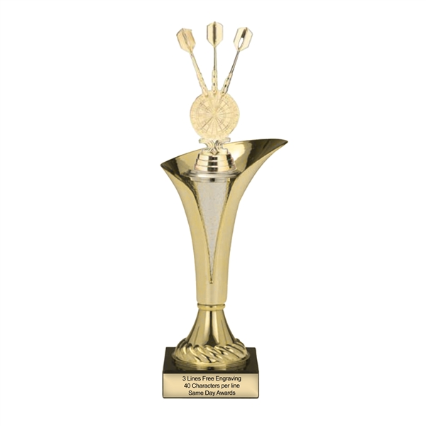 E-Dart Darts GOLD Acryl Pokal 3er Serie Pokale gold & Dame incl.Gravur 
