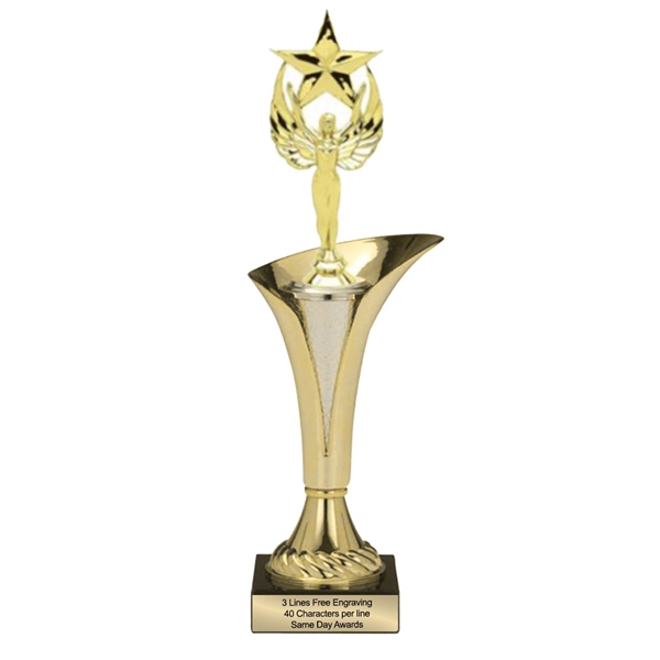 Typhoon Trophy Cup<BR> Female Victory with Star<BR> 11.5 or 14.5 Inches