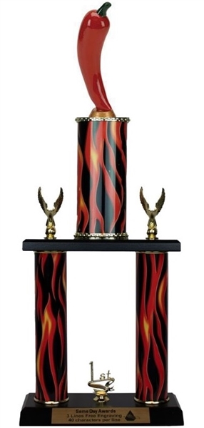 2 Column Flame<BR> Chili Pepper Trophy<BR> 18 to 22 Inches