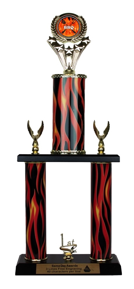2 Column Flame<BR> BBQ Flame <BR> Or Custom Logo Trophy<BR> 18 to 22 Inches