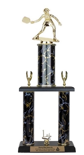 2 Post <BR>Female Pickleball Trophy<BR> 18-22 Inches<BR> 10 Colors