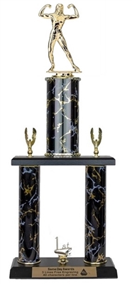 2 Post <BR>Female Bodybuilding Trophy<BR> 18-22 Inches<BR> 10 Colors