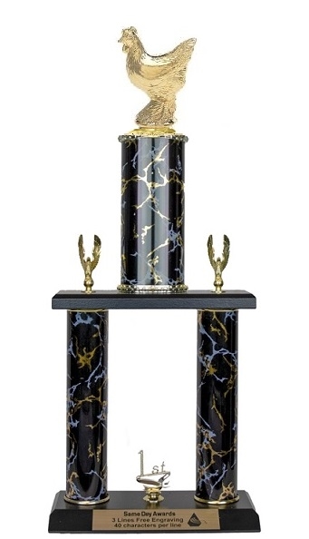 2 Post <BR>Chicken Trophy<BR> 18-22 Inches<BR> 10 Colors
