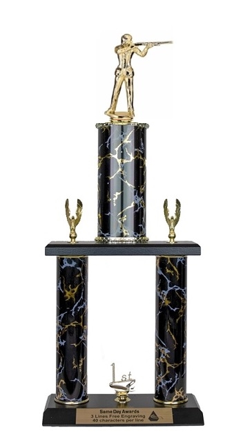 2 Post <BR>Female Trap Shooter Trophy<BR> 18-22 Inches<BR> 10 Colors