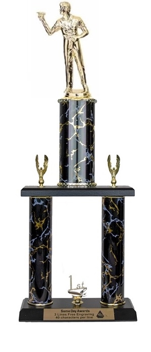 2 Post <BR> Male Dart Thrower Trophy<BR> 18-22 Inches<BR> 10 Colors