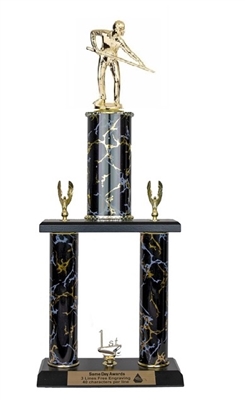2 Post <BR> MALE Billiard Trophy<BR> 18-22 Inches<BR> 10 Colors