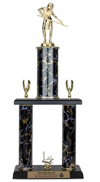 2 Post <BR> Female Billiard Trophy<BR> 18-22 Inches<BR> 10 Colors