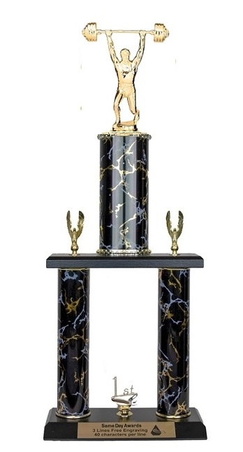 2 Post <BR>Military Press Trophy<BR> 18-22 Inches<BR> 10 Colors