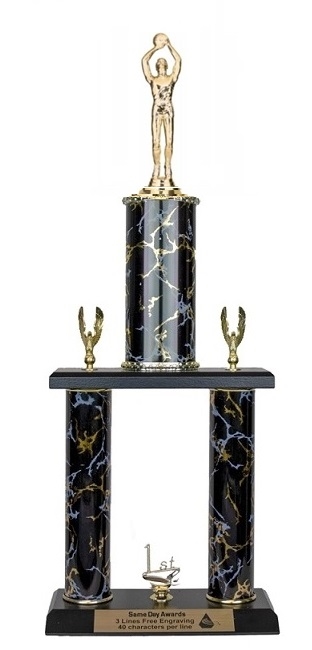 2 Post Trophy  <BR>Male Shooter Basketball <BR> 18-22 Inches<BR> 10 Colors