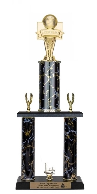 2 Post Trophy  <BR>Banner Basketball <BR> 18-22 Inches<BR> 10 Colors
