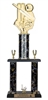 2 Post <BR> Cricket Theme Trophy<BR> 18-22 Inches<BR> 10 Colors