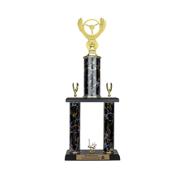 2 Post <BR>Winged Wheel Trophy<BR> 18-22 Inches<BR> 10 Colors