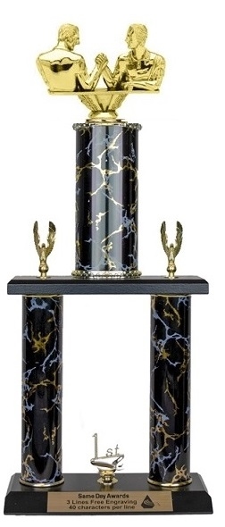 2 Post <BR>Arm WrestlingTrophy<BR> 18-22 Inches<BR> 10 Colors