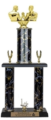 2 Post <BR>Arm WrestlingTrophy<BR> 18-22 Inches<BR> 10 Colors