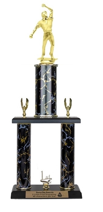 2 Post <BR> Cricket Bowling Trophy<BR> 18-22 Inches<BR> 10 Colors