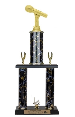 2 Post <BR> Microphone Trophy<BR> 18-23 Inches<BR> 9 Colors