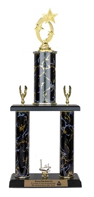 2 Post <BR>3 Star Trophy<BR> 18-22 Inches<BR> 10 Colors