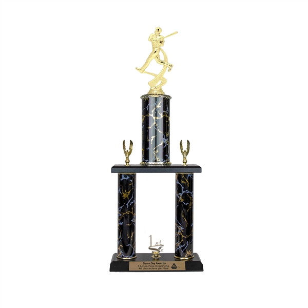 2 Post <BR>Male Motion Baseball Batter Trophy<BR> 18-20 Inches<BR> 10 Colors