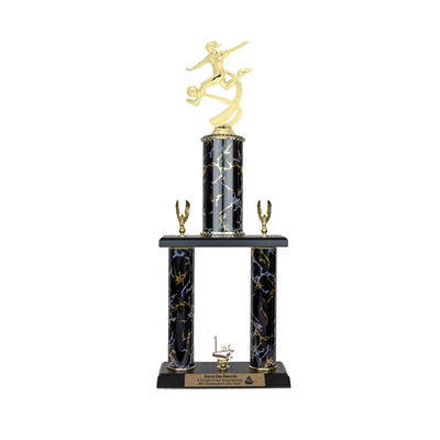 2 Post Trophy<BR> Female Motion Soccer <BR> 18-23 Inches<BR> 10 Colors