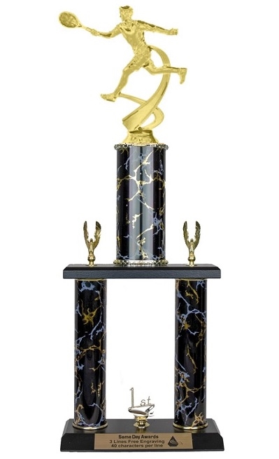 2 Post Trophy <BR>Male Motion Tennis<BR> 18-22 Inches<BR> 10 Colors
